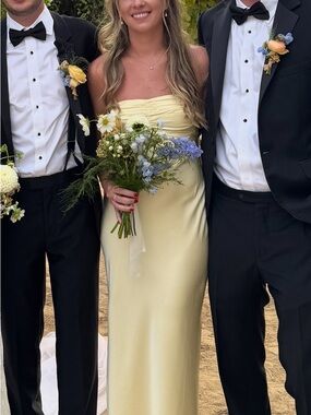 Strapless Light Yellow Satin Bridesmaid Dress Shona Joy